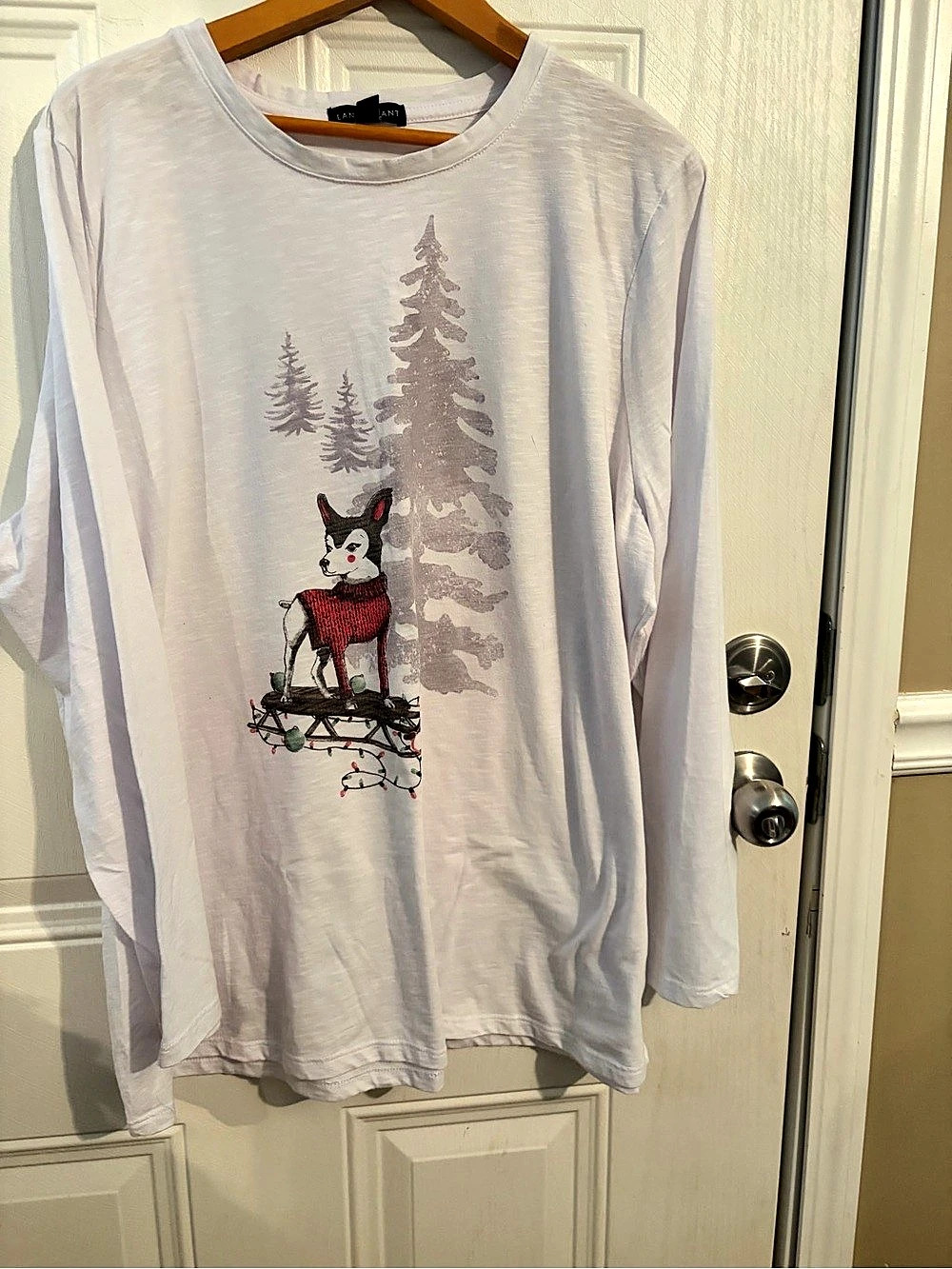 Lane Bryant Holiday Print Long Sleeve Burnout Tee